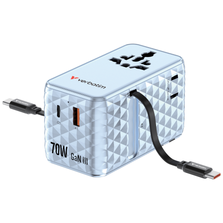 Incarcatoare retea - Incarcator Verbatim Charge 'n' Travel 70W, GaN III, Albastru