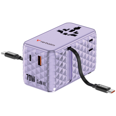 Incarcatoare retea - Incarcator Verbatim Charge 'n' Travel 70W, GaN III, Violet