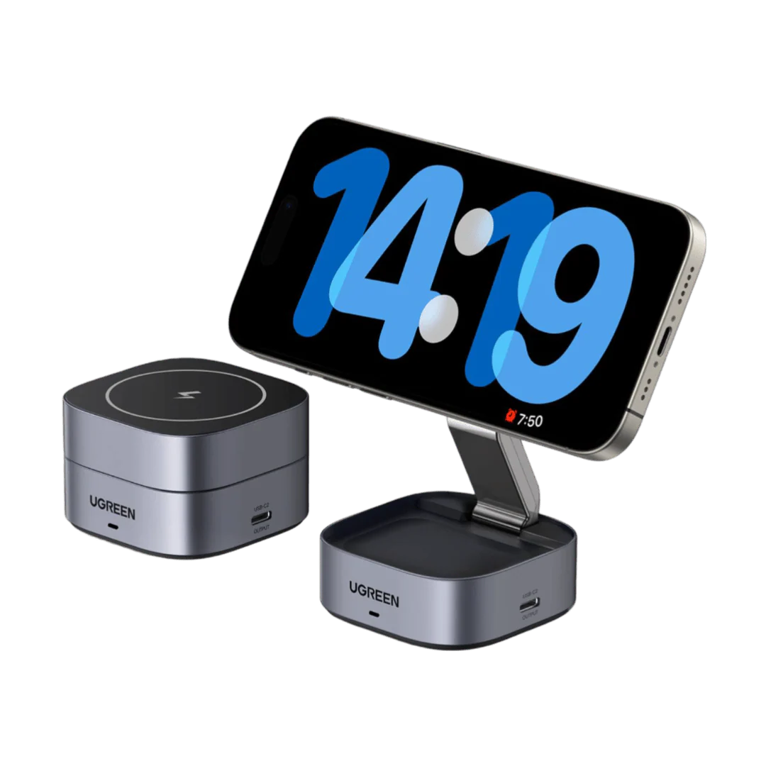 Laptop, Tablete & Telefoane - Incarcator wireless Ugreen MagFlow 2 in 1 Qi2 15W Gri
