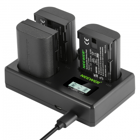 TV, Audio-Video & Foto - Kit incarcator + 3 acumulatori Neewer LP-E6NH R6 II