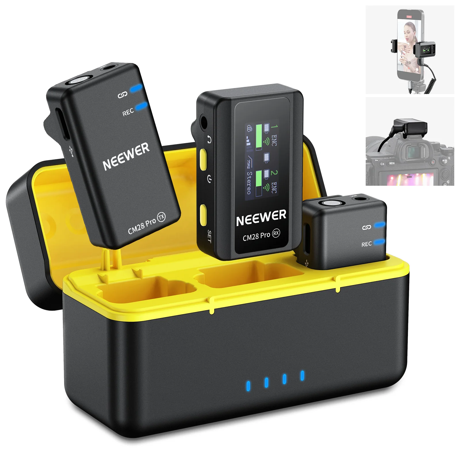 Linii wireless - Kit lavaliere wireless Neewer CM28 PRO 2TX-1RX