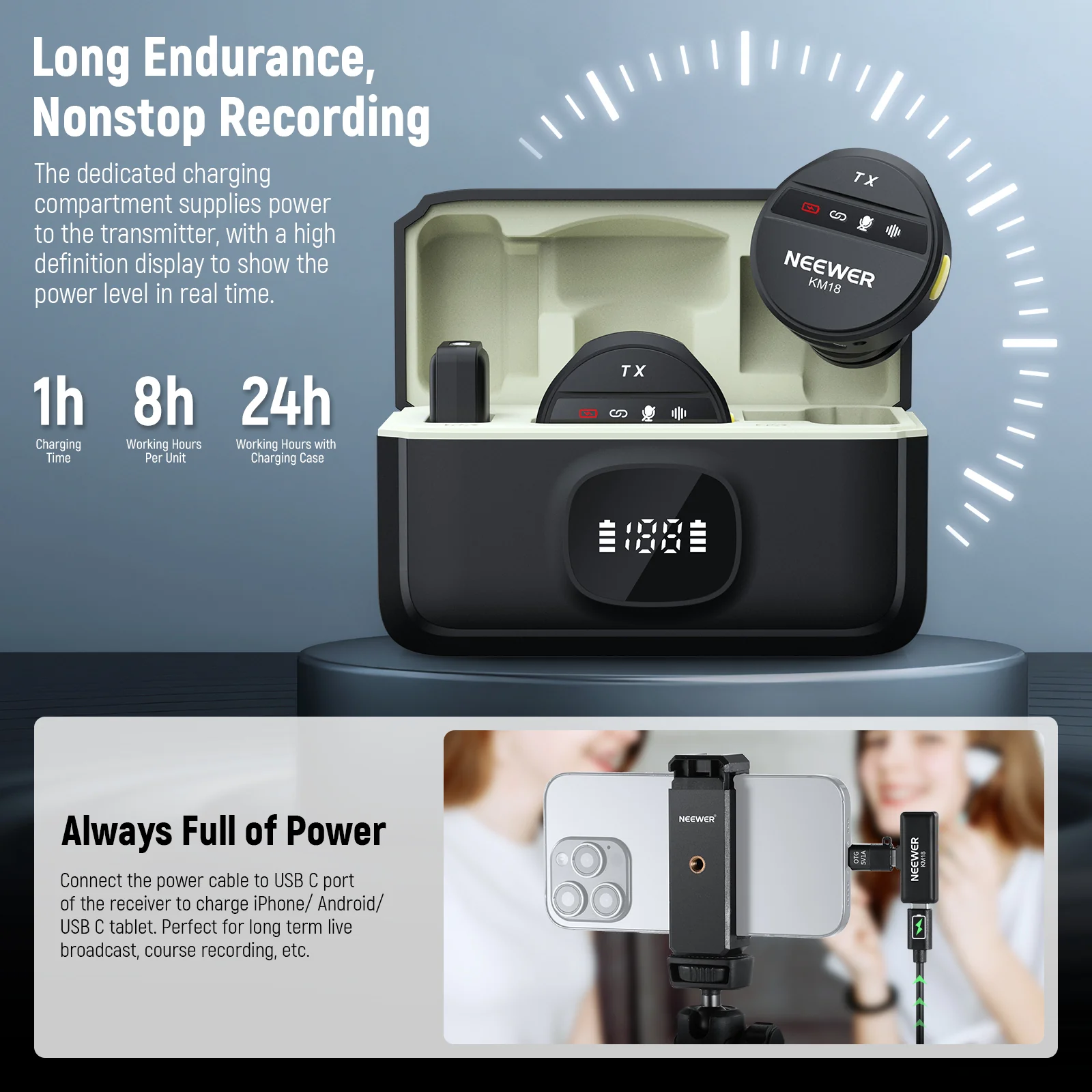 Kit lavaliere wireless Neewer KM18 2TX-1RX [6]