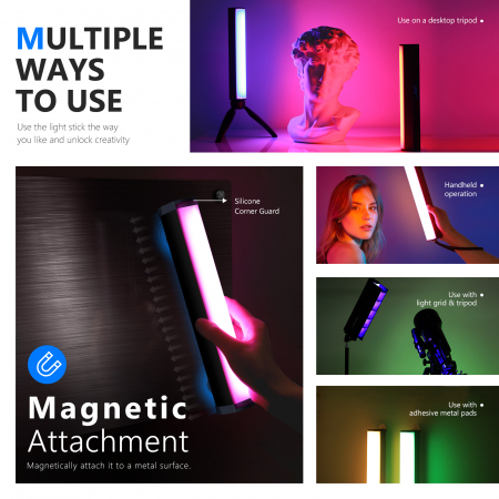 Lampa video magnetica LED RBG tub Neewer RGB1 [4]