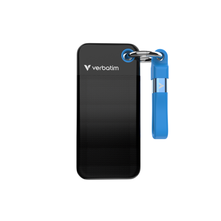 SSD-uri externe - Verbatim Pocket SSD extern, 256 GB, USB 3.2 Gen 2, Negru/Albastru