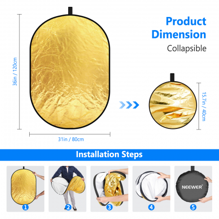 Reflector foto/video Neewer, 5 in 1, 80x120 cm [2]