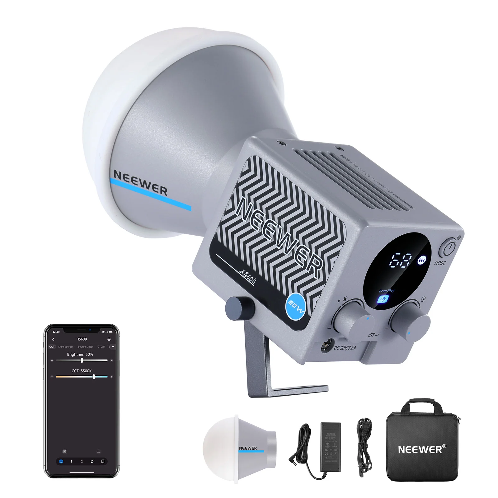 RESIGILATE - Lampa video LED Bi-color Neewer HS60B 60W