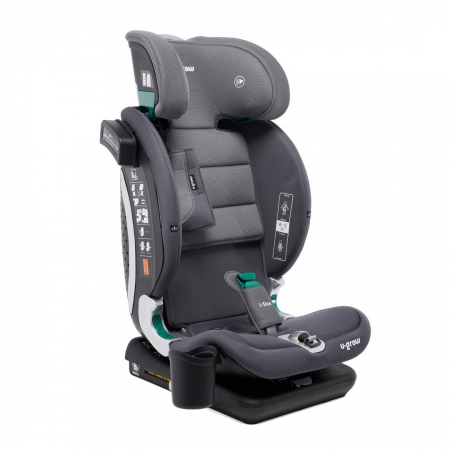 Scaun auto U-GROW Goldfix Plus, i-Size, R129, ISOFIX, 9-36 kg, 76-150 cm, Gri [4]