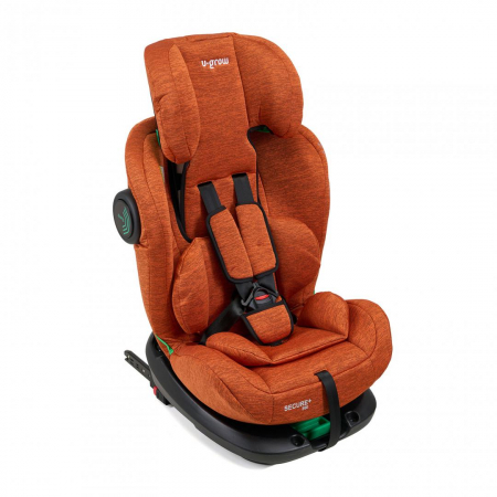 Scaun auto U-GROW Secure+, Rotatie 360 de grade, i-Size, ISOFIX, 0-36 kg, 40-150 cm, Caramiziu [6]
