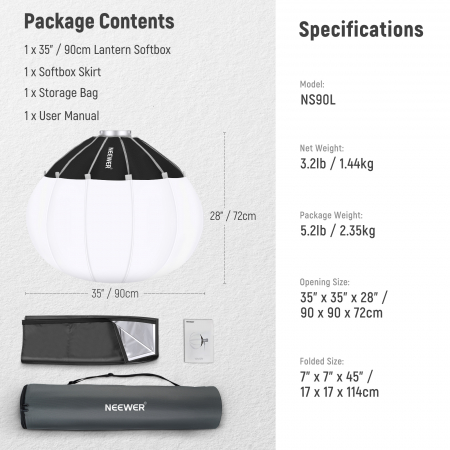 Softbox tip lanterna Neewer NS90L, 90 cm [7]