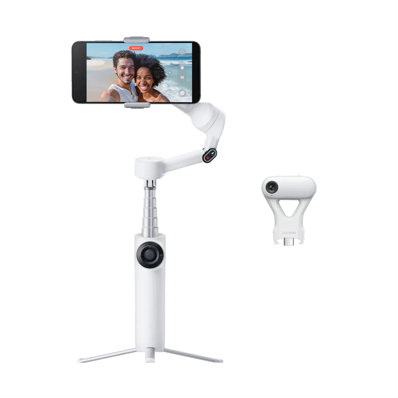 Laptop, Tablete & Telefoane - Stabilizator Insta360 Flow 2 Plus Bundle, Summit White