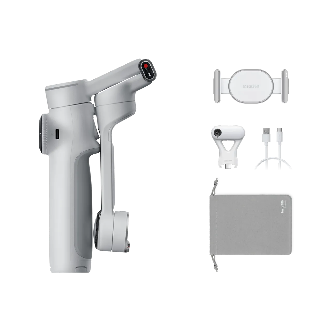 Accesorii telefoane mobile - Stabilizator Insta360 Flow 2 Pro AI Tracker Bundle, Stone Gray