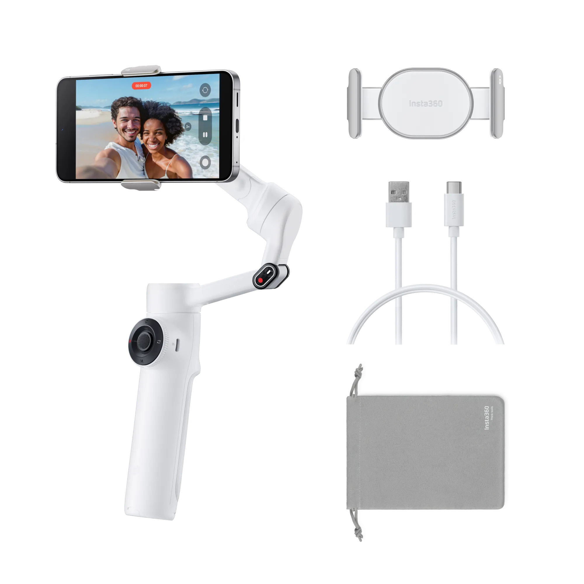 Laptop, Tablete & Telefoane - Stabilizator Insta360 Flow 2 Standard Bundle, Summit White