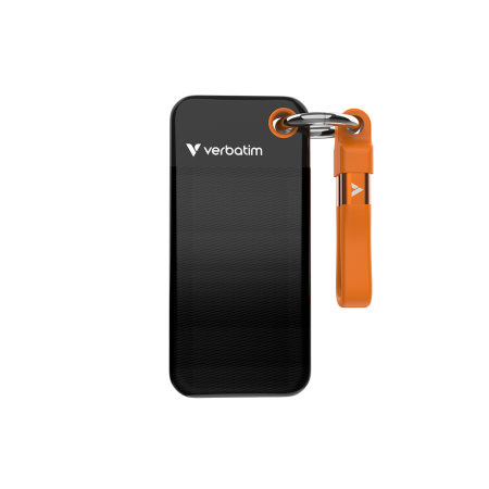 SSD-uri externe - Verbatim Pocket SSD extern, 128 GB, USB 3.2 Gen 2, Negru/Portocaliu