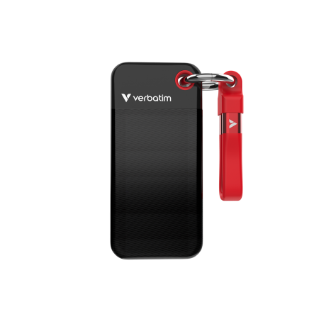 SSD-uri externe - Verbatim Pocket SSD extern, 128 GB, USB 3.2 Gen 2, Negru/Rosu