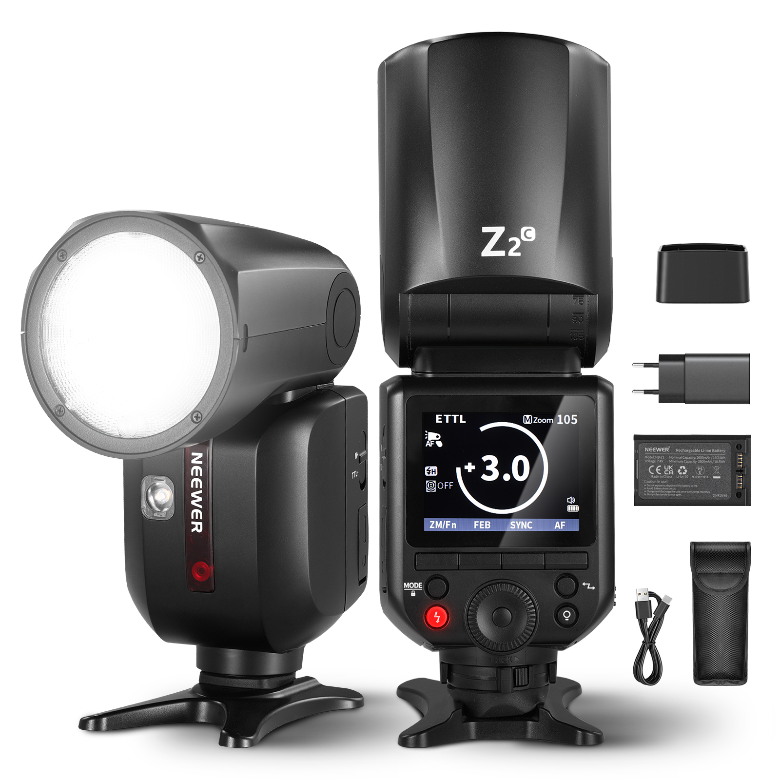 Product Image for Blit Speedlite Neewer Z2-C TTL cu cap rotund, comp. Canon