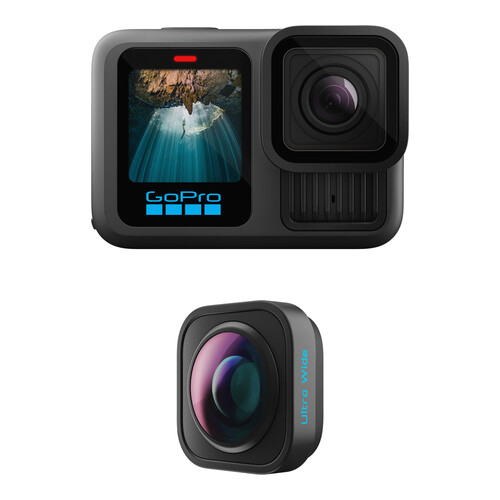 Product Image for Bundle camera de actiune GoPro HERO13 Black (lentila ultrawide inclusa), 5.3K60, 27 MP, HyperSmooth 6.0, Timewarp 3.0, Waterproof 10m, Wi-Fi,