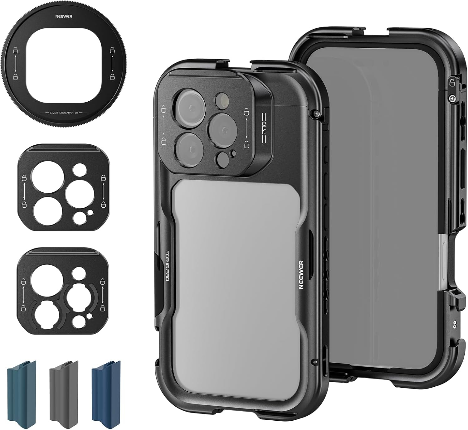 Product Image for Carcasa telefon Neewer pentru iPhone 16 Pro, protectii cauciuc incluse