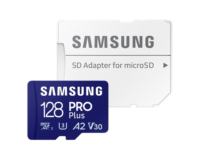 Product Image for Card de memorie microSDXC Samsung PRO Plus 128GB, A2 V30 UHS-I U3 + Adaptor SD