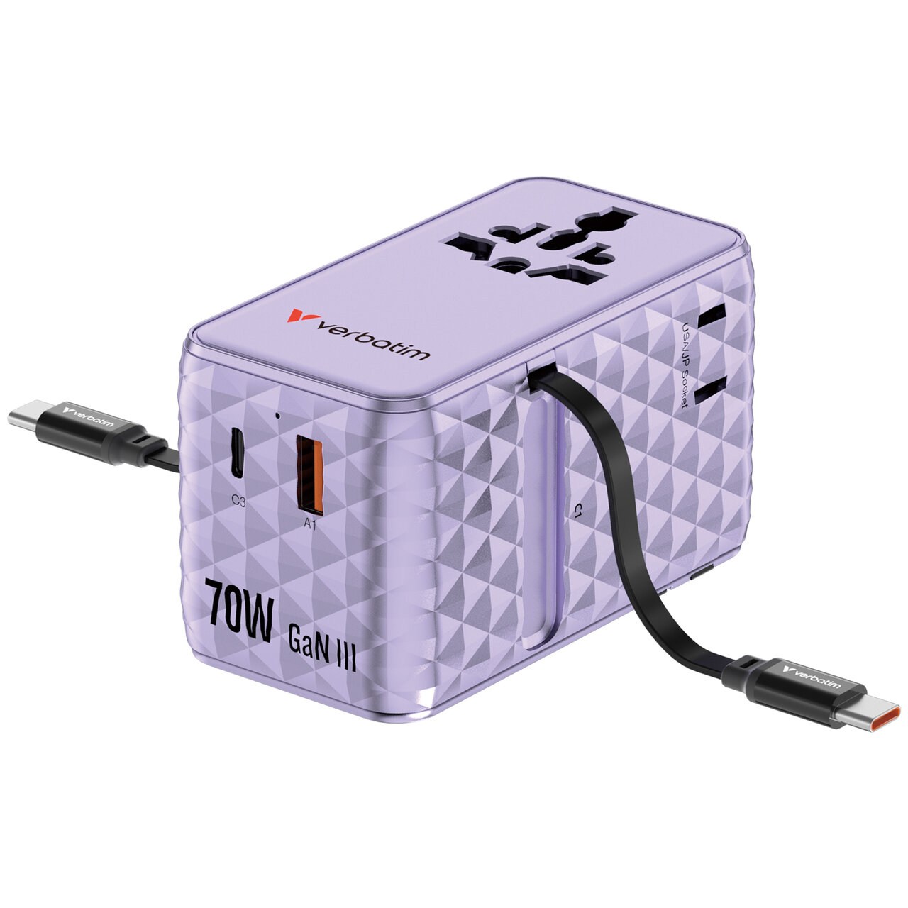 Product Image for Incarcator Verbatim Charge n Travel 70W, GaN III, Violet