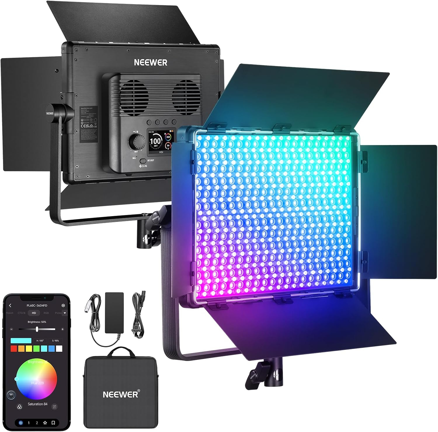 Product Image for Lampa video LED RGB Neewer PL60C 60W, 2500K-10000K, Aplicatie, Posibilitate alimentare acumulator cu v-mount