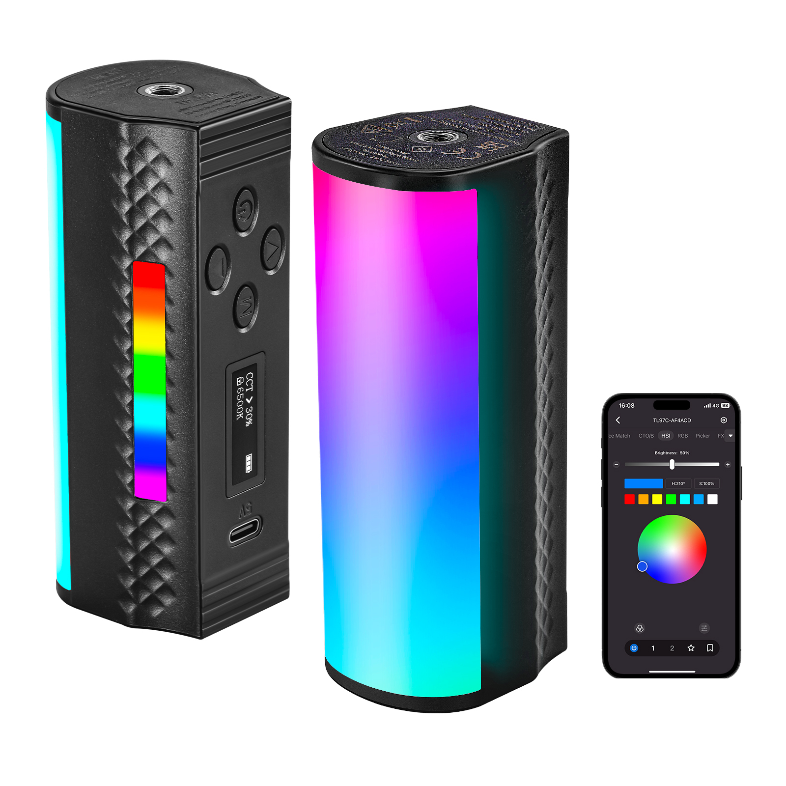 Product Image for Lampa video magnetica LED RBG Neewer TL97C, 2500K-8500K, Control din aplicatie, Acumulator 2500mAh integrat