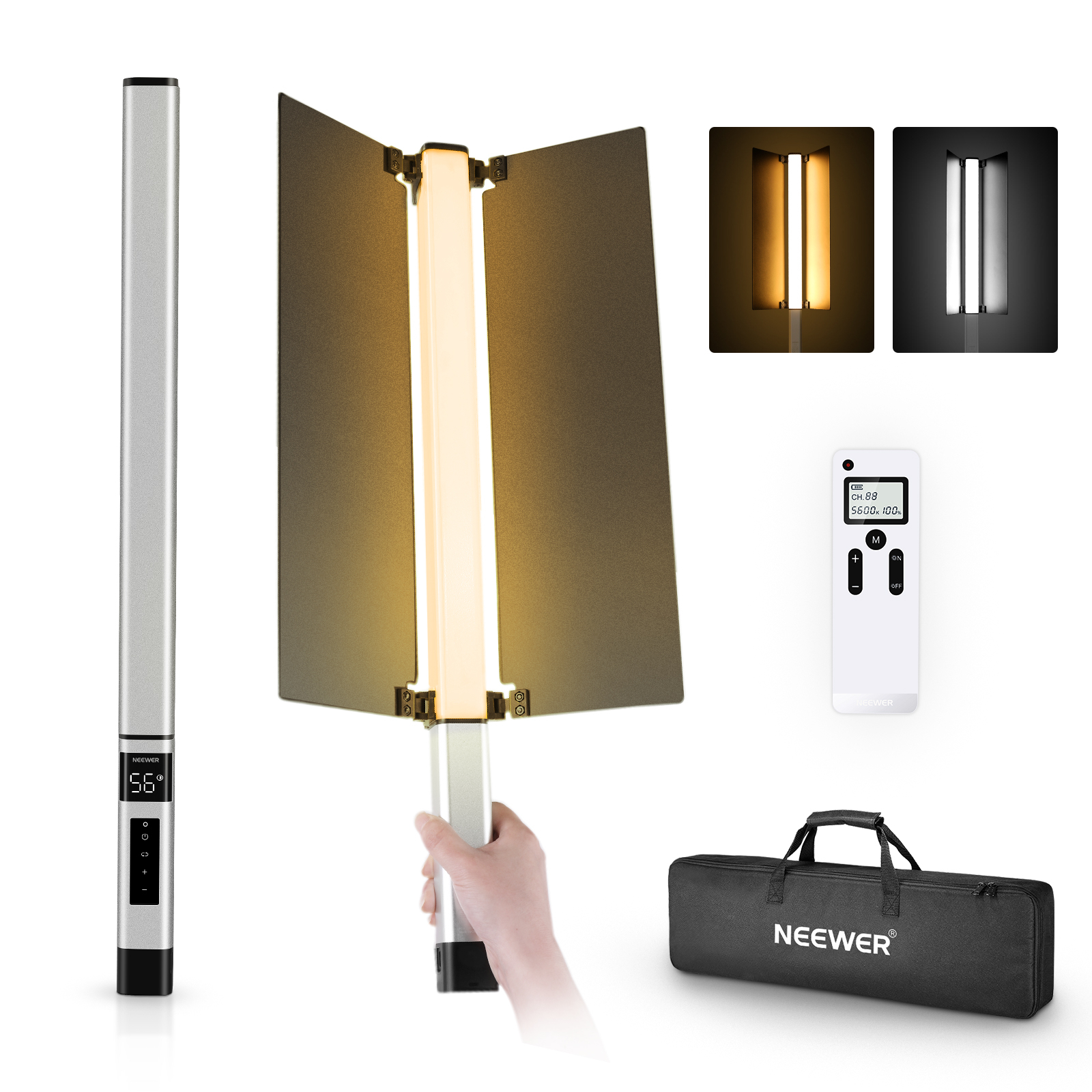 Product Image for Lampa video LED Bi-color Neewer CL124 Pro 16W, 3200K-5600K, Control din aplicatie, Acumulator 3200mAh