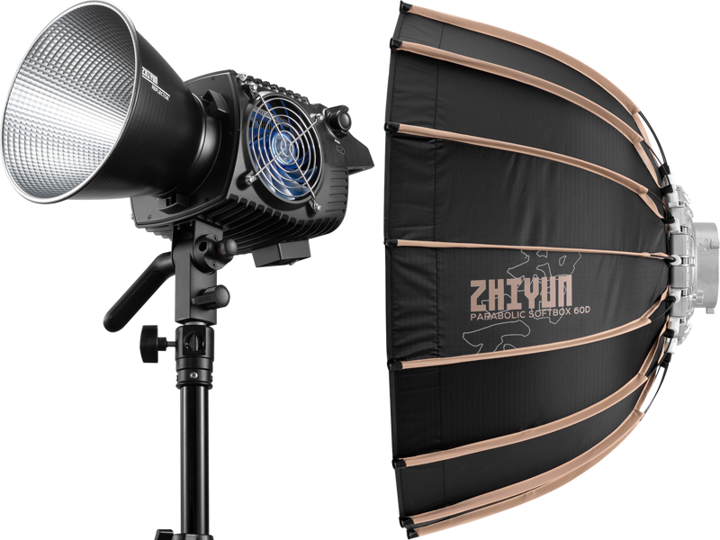 Product Image for Kit Lampa LED COB Zhiyun Molus B300 + Softbox Parabolic 60cm (montura Bowens)