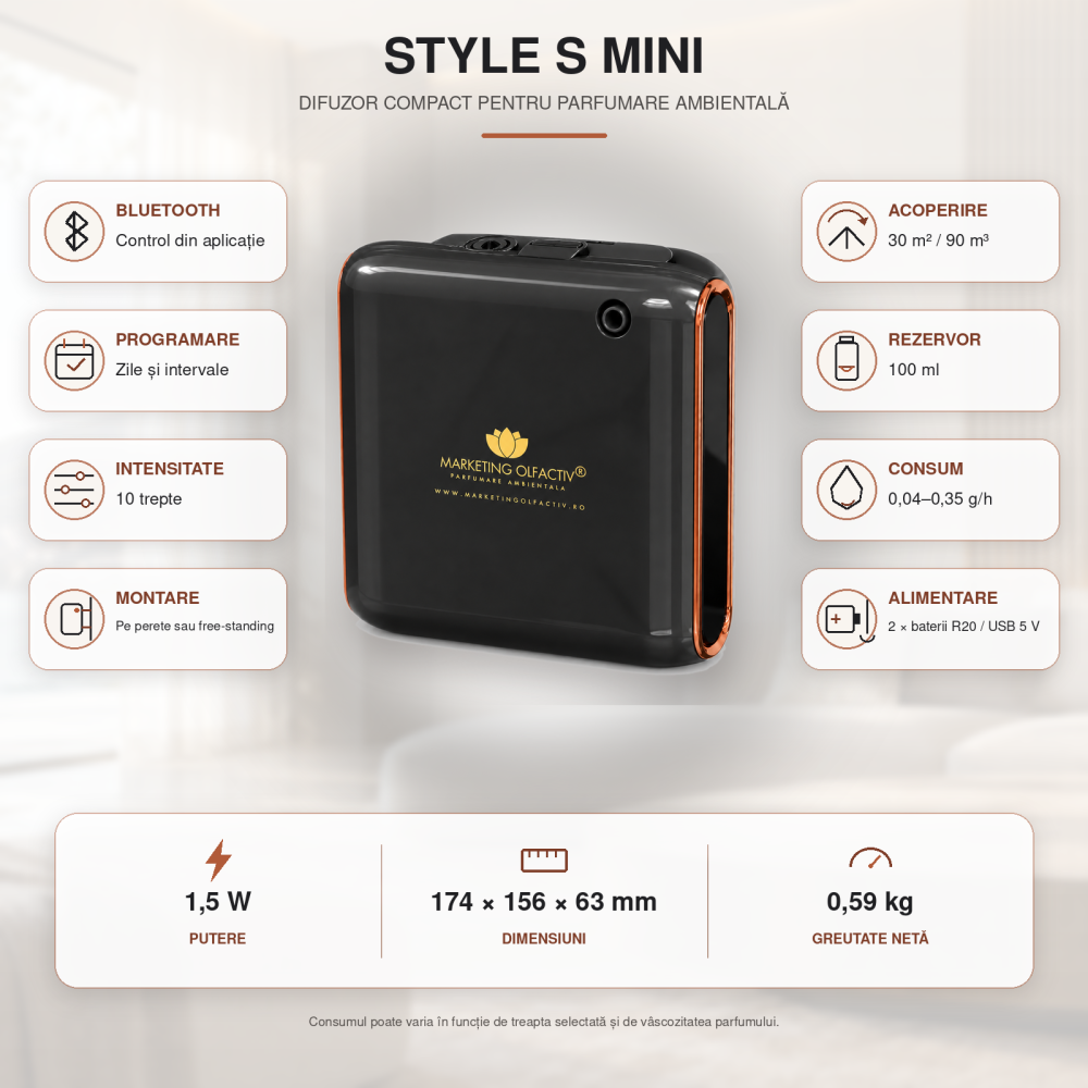 Difuzor de Parfum Style S Mini - Eleganță și Performanță pentru Casa și Spații Comerciale [3]