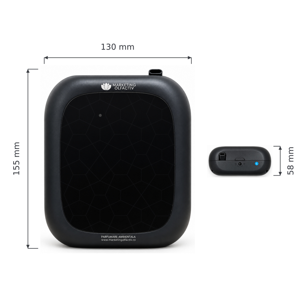 Difuzor profesional de parfum ambiental Nexo Pro Black – fără cablu, 3 baterii R20, Bluetooth, până la 300 m³ / 100 m² [7]