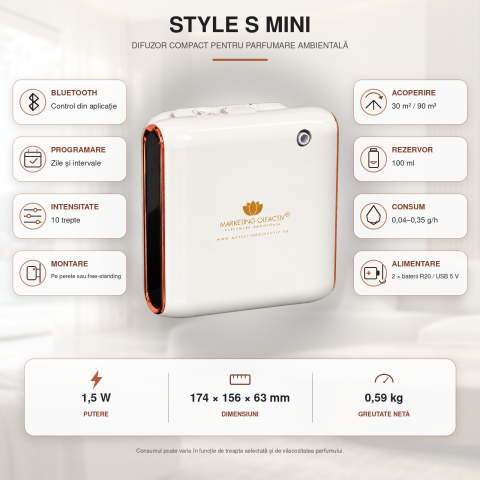 Difuzor de Parfum Style S Mini - Eleganță și Performanță pentru Casa și Spații Comerciale [7]