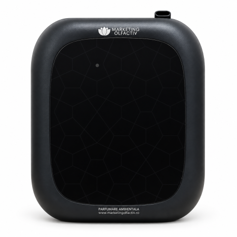 DIFUZOARE DE PARFUM PENTRU LOCUINTA - Difuzor profesional de parfum ambiental Nexo Pro Black – fără cablu, 3 baterii R20, Bluetooth, până la 300 m³ / 100 m²