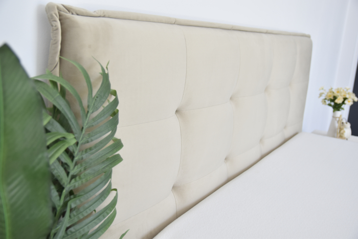 Pat Nordic 160x200 cm Tapitat Catifea Bej Somiera Inclusa (cod ML 2306-01) [11]