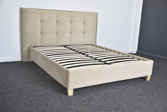 Pat Nordic 160x200 cm Tapitat Catifea Bej Somiera Inclusa (cod ML 2306-01) [10]