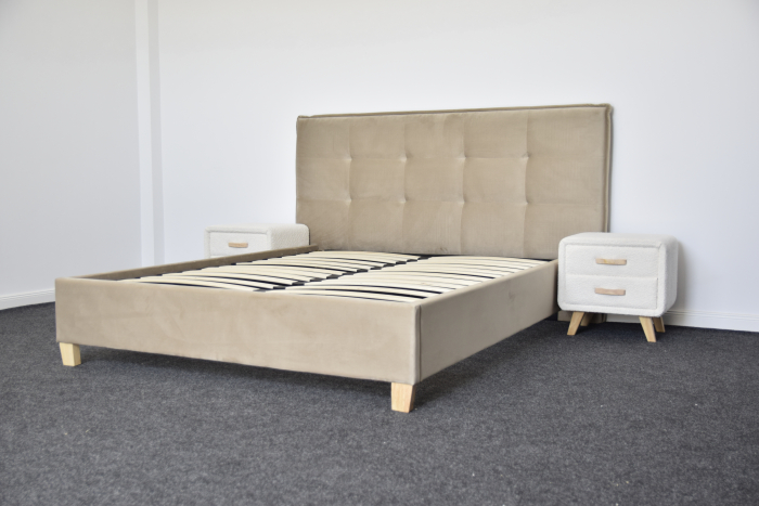 Pat Nordic 160x200 cm Tapitat Catifea Bej Somiera Inclusa (cod ML 2306-01) [8]