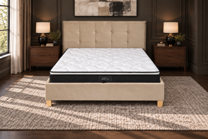 Pat Nordic 160x200 cm Tapitat Catifea Bej Somiera Inclusa (cod ML 2306-01) [2]