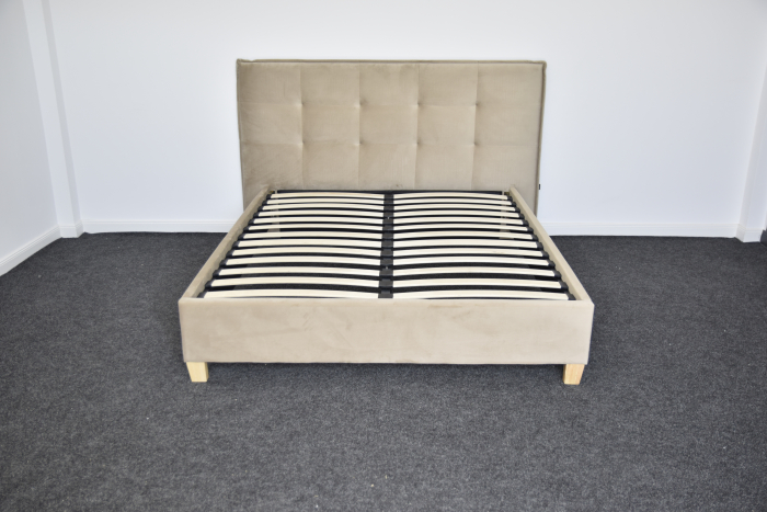 Pat Nordic 160x200 cm Tapitat Catifea Bej Somiera Inclusa (cod ML 2306-01) [9]