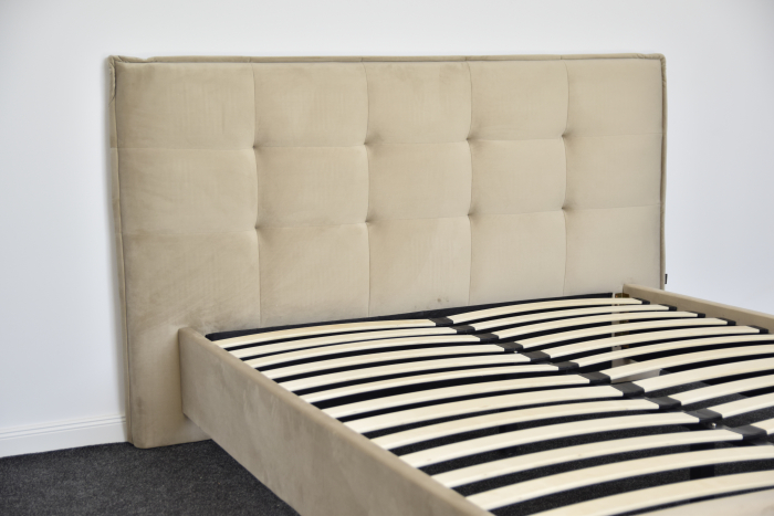 Pat Nordic 160x200 cm Tapitat Catifea Bej Somiera Inclusa (cod ML 2306-01) [7]