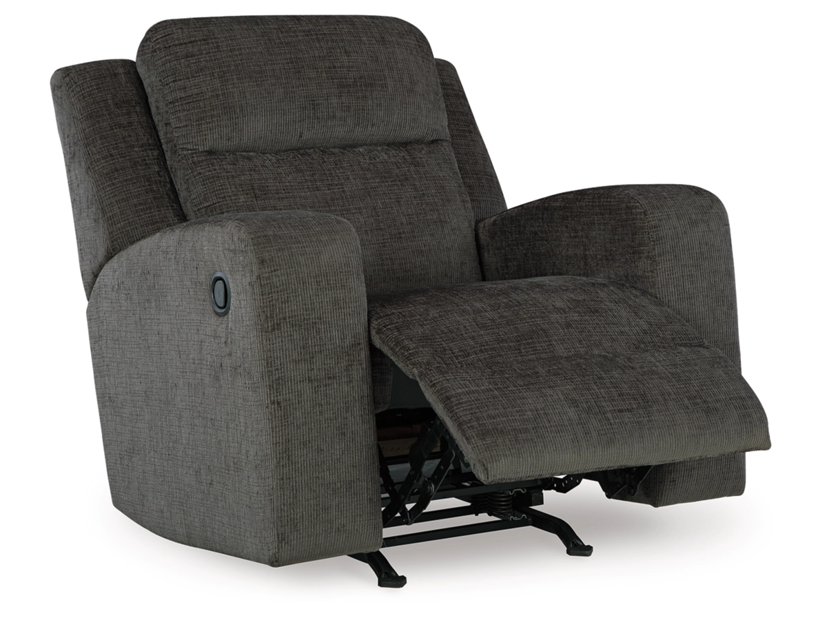 Set Canapele 3+2+1 Kanlow cu Recliner Tapitate Stofa Gri Inchis [5]