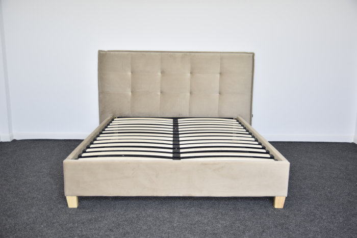 Pat Nordic 160x200 cm Tapitat Catifea Bej Somiera Inclusa (cod ML 2306-01) [6]