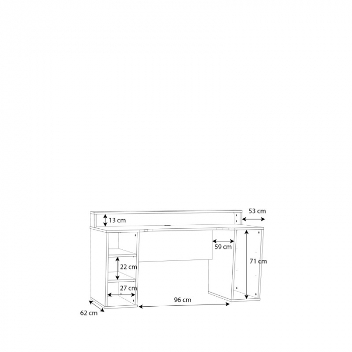Birou Race Led 160x91x72 cm Nuanta Negru [3]