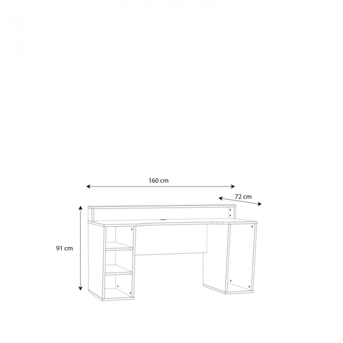 Birou Race Led 160x91x72 cm Nuanta Negru [4]