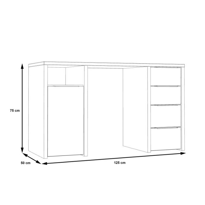 Birou safari 125x75x50 cm Nuanta Alb [6]