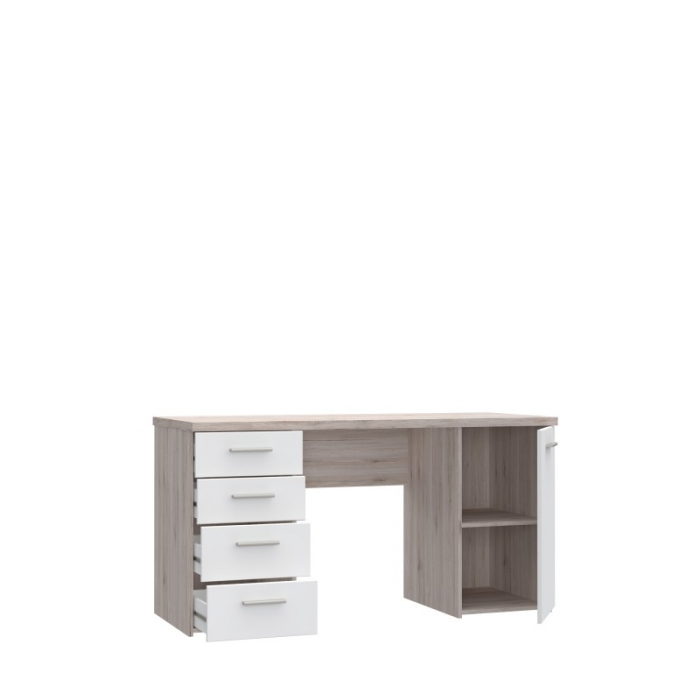 Birou Smart 145x76x60 cm Nuanta Alb/Sonoma [3]