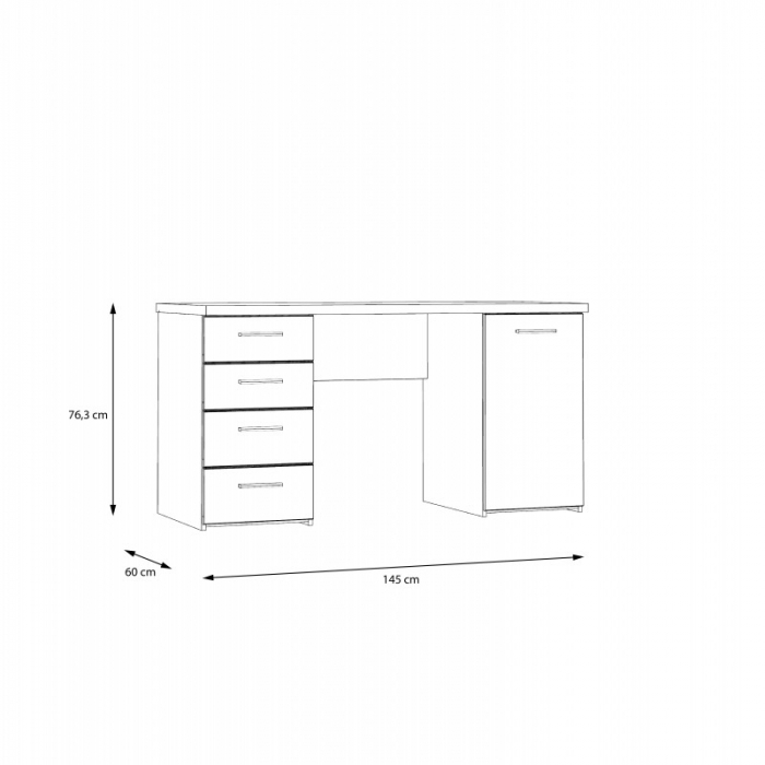 Birou Smart 145x76x60 cm Nuanta Alb/Sonoma [4]