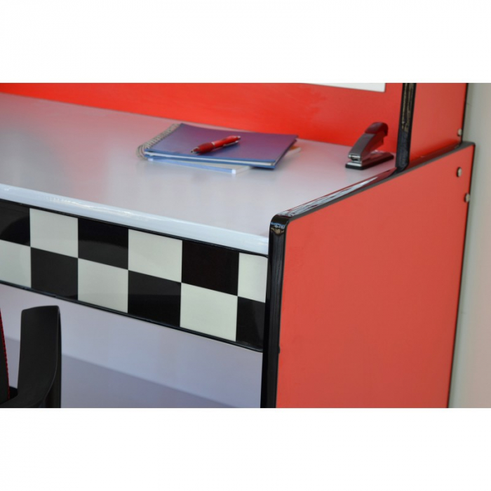 Birou Speed 121x145x60 cm MDF Nuanta Rosu/Negru [4]