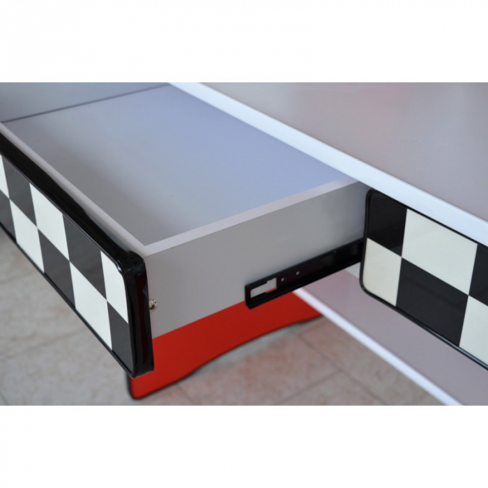 Birou Speed 121x145x60 cm MDF Nuanta Rosu/Negru [5]