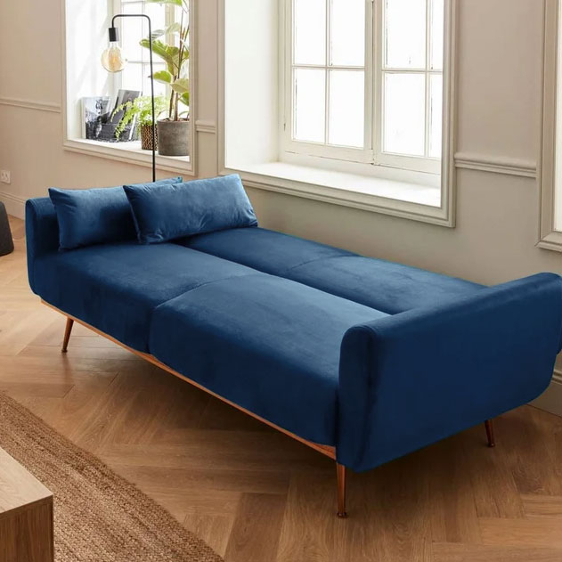 Canapea Amadeo 211x83x85 cm Rabatabila Catifea Albastru [2]