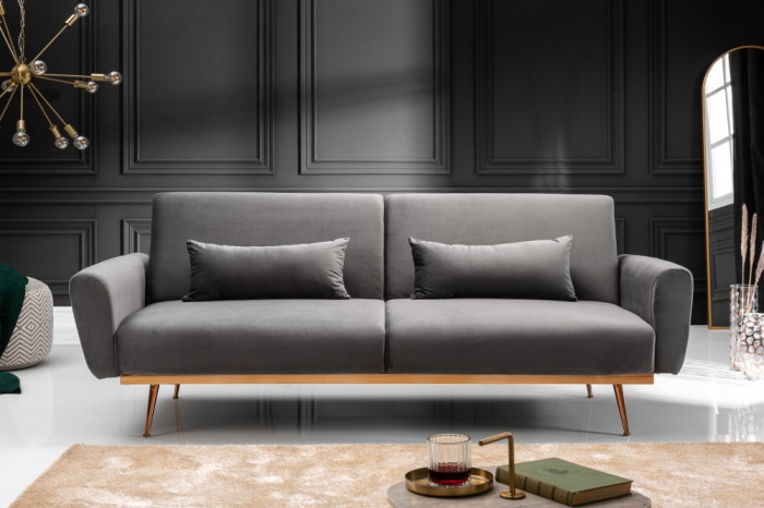 Canapea Amadeo 211x83x85 cm Rabatabila Catifea Gri [2]