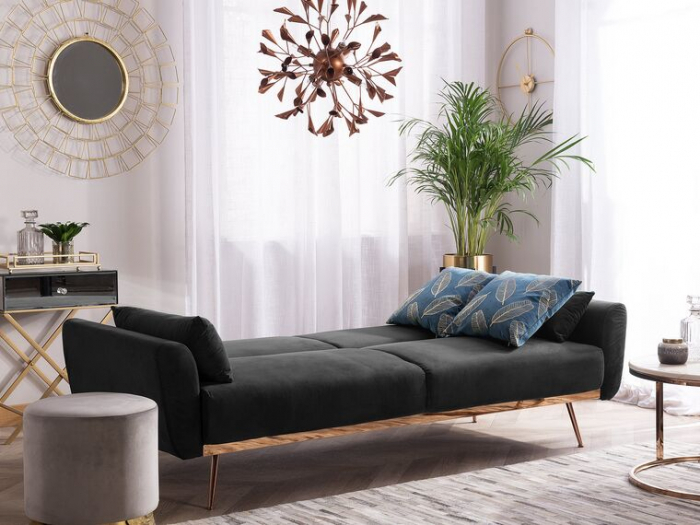 Canapea Amadeo 211x83x85 cm Rabatabila Catifea Negru [2]