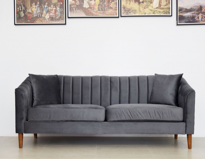 Canapea Belle 208x80x85 cm Material Catifea Gri [2]